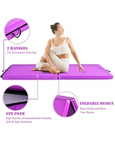 Skonyon 6 x 2 Feet Folding Gymnastic Mat with Carrying Handles for Yoga-Purple