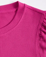 On 34th Women's Crewneck Waffle-Knit Top, Created for Macy's