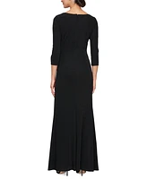 Alex Evenings Plus Metallic Square-Neck Gown