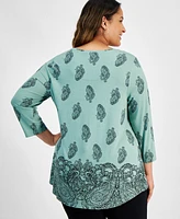 Jm Collection Plus Paisley-Print Top, Created for Macy's