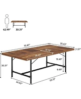 Tribesigns 6FT Conference Table, Rustic Rectangle 70.8" W x 35.4" D Meeting Table, Industrial Seminar Table Boardroom Desk for Office Meeting Conferen