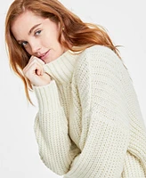 On 34th Women's Mock Neck Drop-Shoulder Lurex Sweater, Created for Macy's