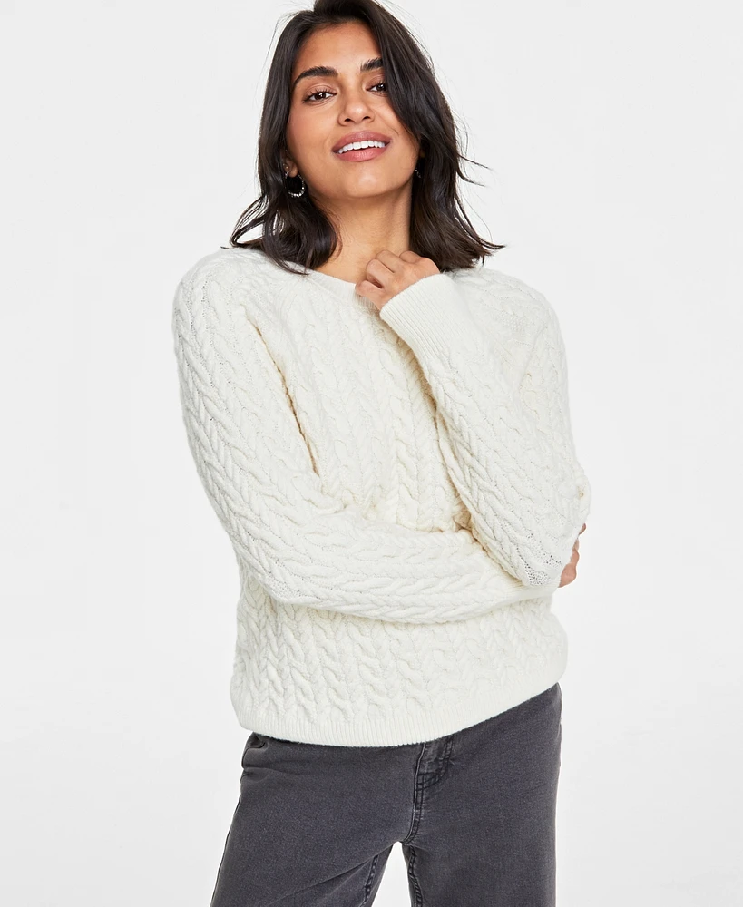 On 34th Women's Cozy Cable-Knit Crewneck Sweater