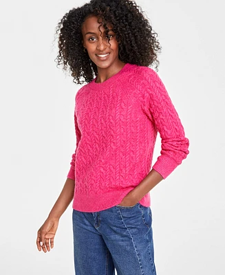 On 34th Women's Cozy Cable-Knit Crewneck Sweater