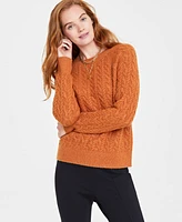 On 34th Women's Cozy Cable-Knit Crewneck Sweater, Created for Macy's