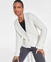 On 34th Women's Metallic Fuzzy-Knit Cardigan, Created for Macy's