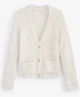 On 34th Women's Metallic Fuzzy-Knit Cardigan, Created for Macy's