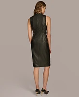 Donna Karan New York Women's Faux-Leather Croc-Embossed Sheath Dress