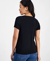 I.n.c. International Concepts Petite Embellished V-Neck T-Shirt, Created for Macy's