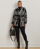 Lauren Ralph Plus Belted Geo-Print Cardigan