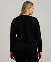 Lauren Ralph Plus Intarsia-Knit Crest Sweater