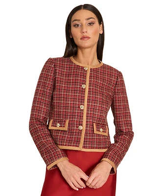 Tahari Asl Women's Tweed Collarless Jacket