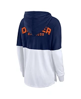 Fanatics Women's Navy/White Denver Broncos Backup Option Long Sleeve Hoodie T-Shirt