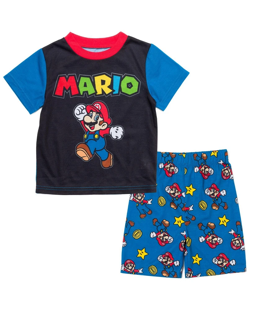 Super Mario Toddler Boys Nintendo Luigi Pajama Shirt and Shorts Sleep Set