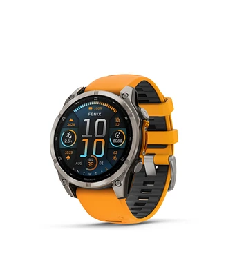 Garmin fenix 8 47mm, Amoled, Outdoor & Fitness Gps Smartwatch, Saphire, Bare Graphite Titanium, Spark Orange/Graphite Band, Na