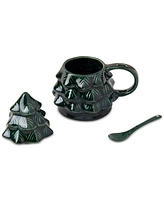 Ttu Gallery Green Tree Mug with Lid & Spoon