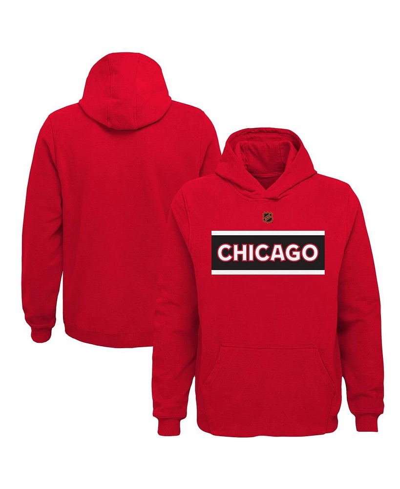 Outerstuff Big Boys and Girls Red Chicago Blackhawks Special Edition 2.0 Primary Logo Fleece Pullover Hoodie