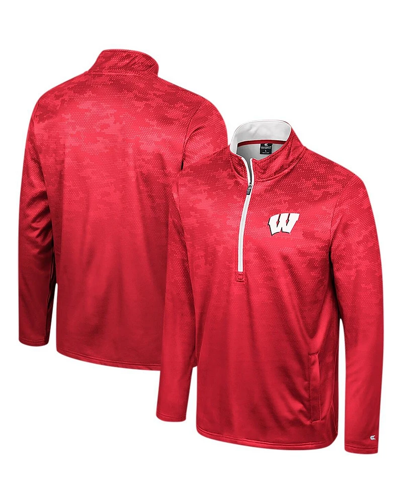 Colosseum Men's Red Wisconsin Badgers The Machine Half-Zip Jacket