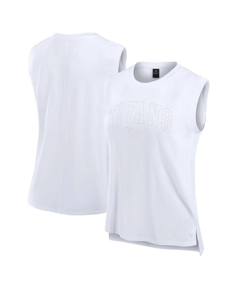 Fanatics Women's White Tennessee Titans Studio Gym Tank Top