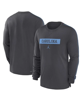 Jordan Men's Anthracite North Carolina Tar Heels 2024 Sideline Player Tri-Blend Performance Long Sleeve T-Shirt