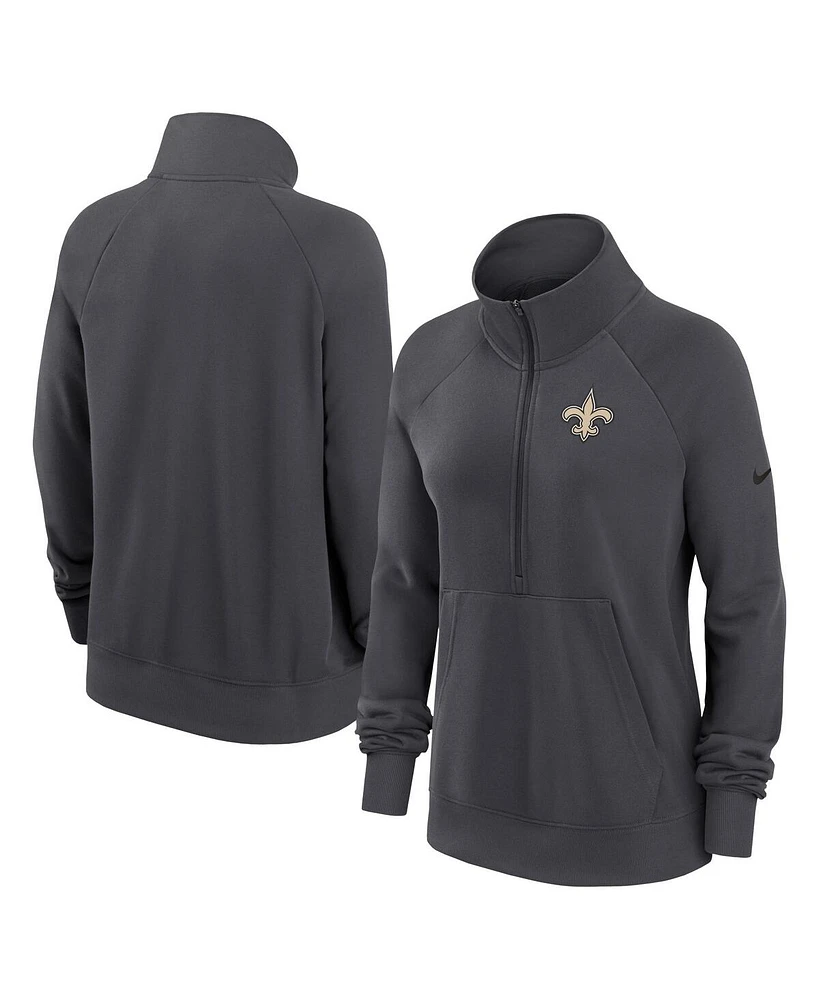 Nike Women's Charcoal New Orleans Saints Premium Raglan Performance Half-Zip Sweatshirt