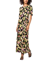 Vince Camuto Women's Floral Elbow-Sleeve Maxi Dress