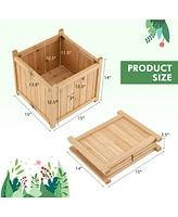 Skonyon Folding Square Fir Wood Raised Garden Bed with Removable Bottom