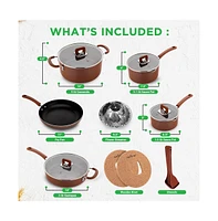 NutriChef Kitchenware 17 Piece Non-Stick Cookware Set, Non-Stick Pans, and Pots with foldable Knob, Space Saving, Stackable, Nylon Tools Set, Inductio