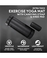 BalanceFrom Fitness 1" Extra Thick Yoga Mat w/Knee Pad and Carrying Strap, Black