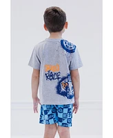 Hot Wheels Little Boys T-Shirt and French Terry Shorts Outfit Set to