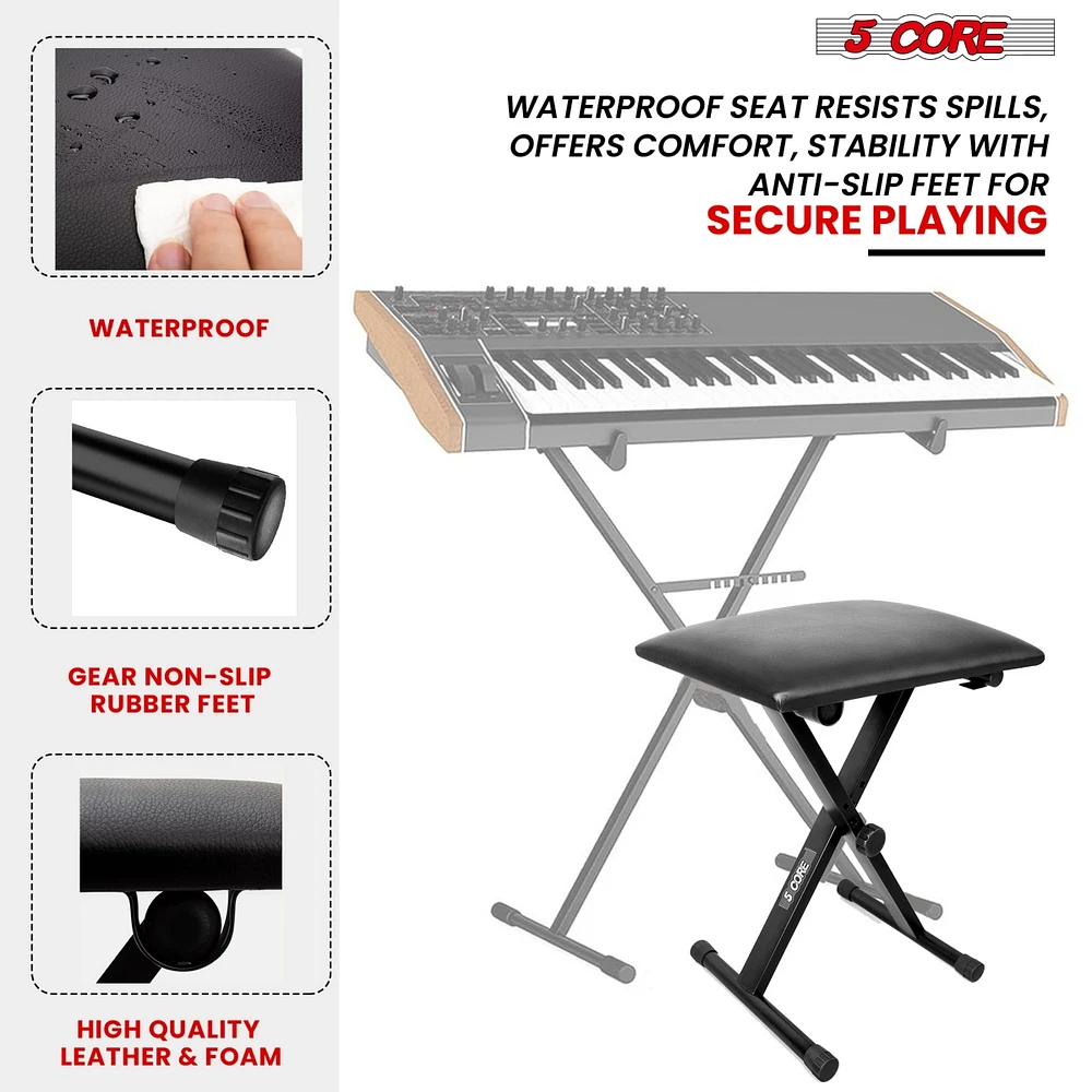 5 Core Keyboard Stand Adjustable z Style Piano Riser + Keyboard Piano Bench