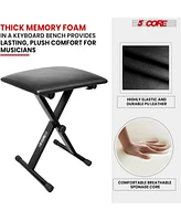 5 Core Keyboard Stand Adjustable z Style Piano Riser + Keyboard Piano Bench - Black