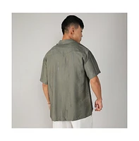 Campus Sutra Men's Olive Green Embroidered Twist Shirt