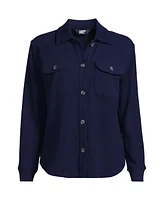 Lands' End Women's Waffle Relaxed Long Sleeve Shirt Jacket