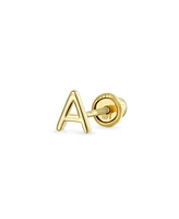 Bling Jewelry Unisex Abc Minimalist Yellow 14K Gold Capital Block Alphabet Letter Initial Cartilage Ear Lobe Piercing 1 Piece Stud Earring Screw Back