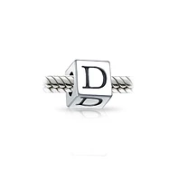 Bling Jewelry Alphabet Initial Square Block Letter Bead Charm .925 Sterling Silver