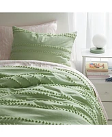 Dormify Pom Smoke Green Comforter, Sage Green, Full/Queen, Dorm & College Essentials