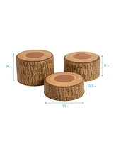ECR4Kids SoftZone Tree Stump Stool Set, Chocolate, 3-Piece