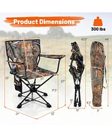 360° Swivel Hunting Chair with Mesh Cup Holder & Storage Pockets Cozy Backrest