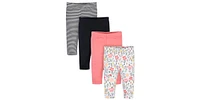 Gerber Baby Girls' Colorful Pants, 4-pack