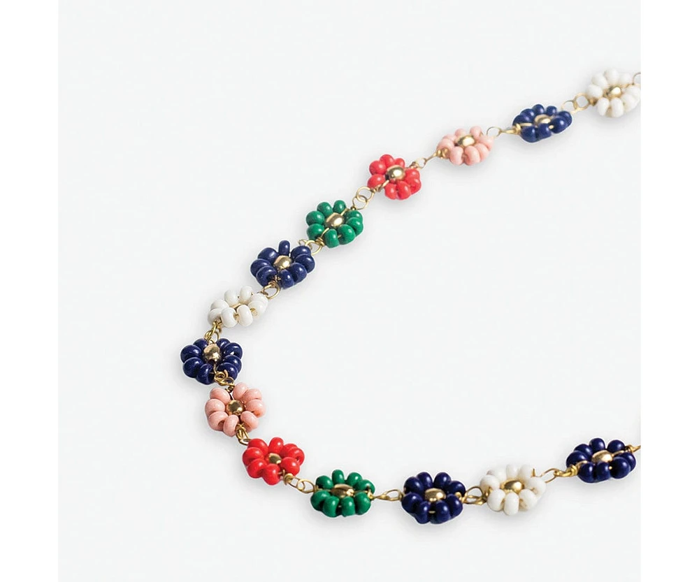 Ink + Alloy Amanda Multi Color Flowers Beaded Necklace