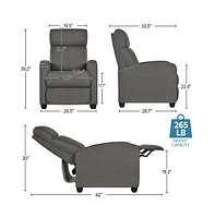 Yaheetech Modern Adjustable Single Fabric Recliner Sofa with Pocket Springs Living Room Bedroom Home Theater