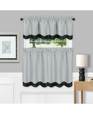 Kate Aurora Farmhouse Striped Rod Pocket Cafe Kitchen Curtain Tier & Valance Set