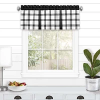 Kate Aurora Windowpane Plaid Country Farmhouse Kitchen Curtain Tier & Valance