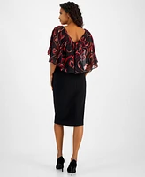 Connected Women's Chiffon-Cape Cocktail Dress