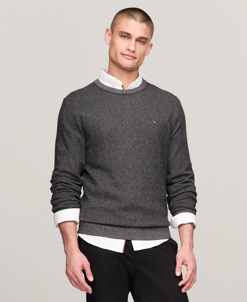 Tommy Hilfiger Men's Crewneck Two-Tone Cotton Cashmere Sweater