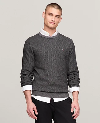 Tommy Hilfiger Men's Crewneck Two-Tone Cotton Cashmere Sweater