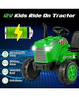 Gymax 2-in-1 Electric Toy Car 12V Kids Ride On Tractor w/ Trailer Remote Control Lights Pink