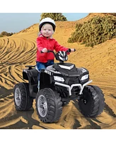Gymax Kids Ride-On Atv 24V Battery Powered Electric Vehicle w/ Wireless Connection Music Radio Pink
