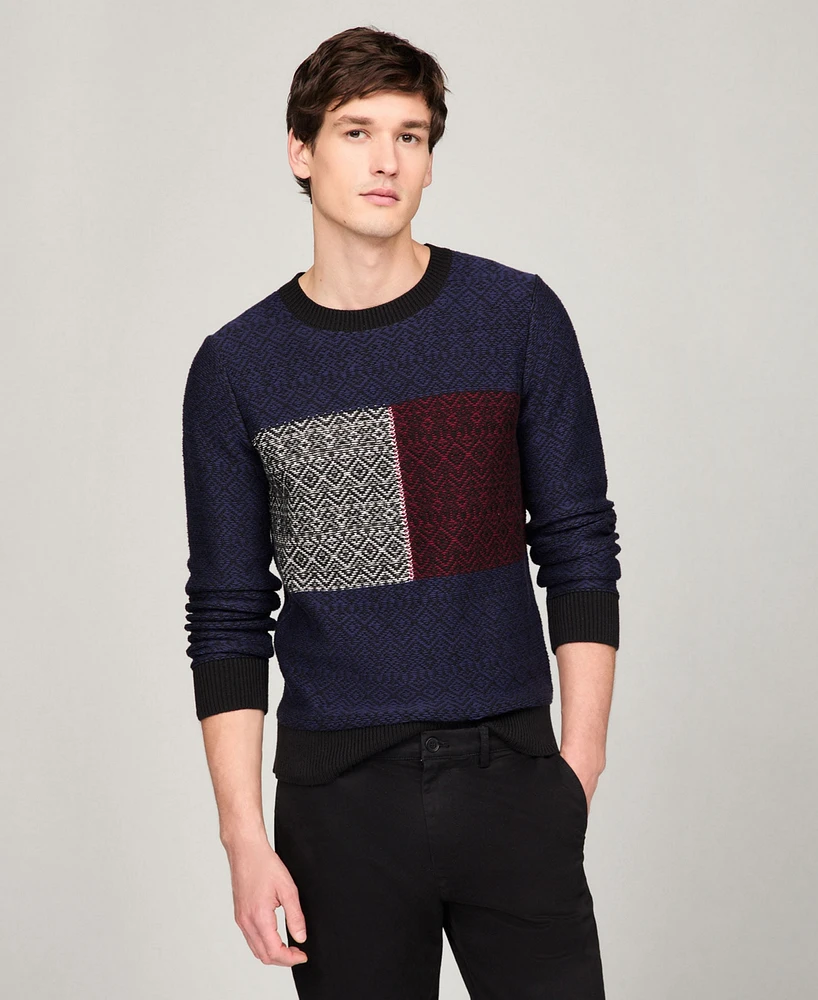 Tommy Hilfiger Men's Fair Isle Flag Crewneck Cotton Sweater